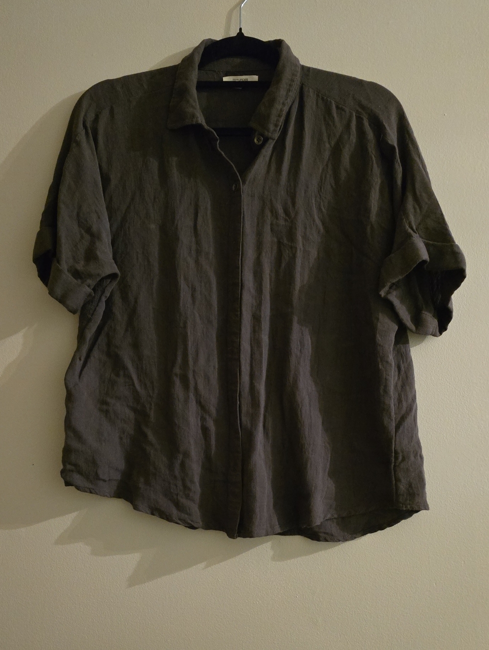 Maurices Dark Gray Linen-Blend Button Down Shirt